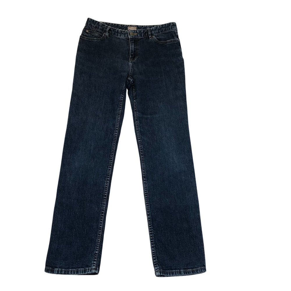 J. Jill Women's  Jeans Size 8 Authentic Fit Below Waist Straight Blue Denim Stre